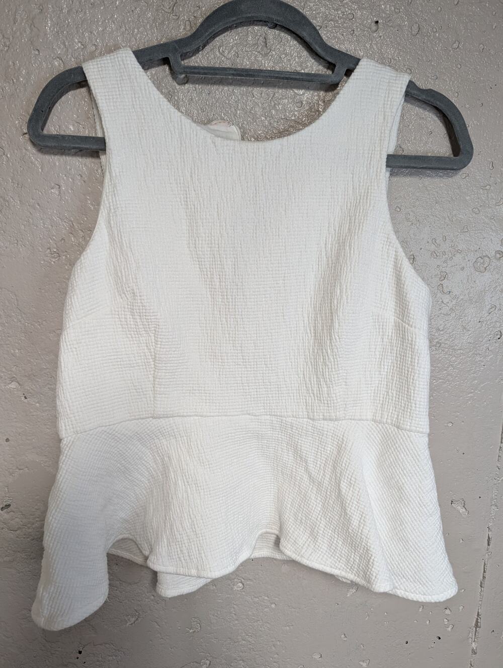 HD in Paris Anthropologie White Textured Cotton Peplum Top